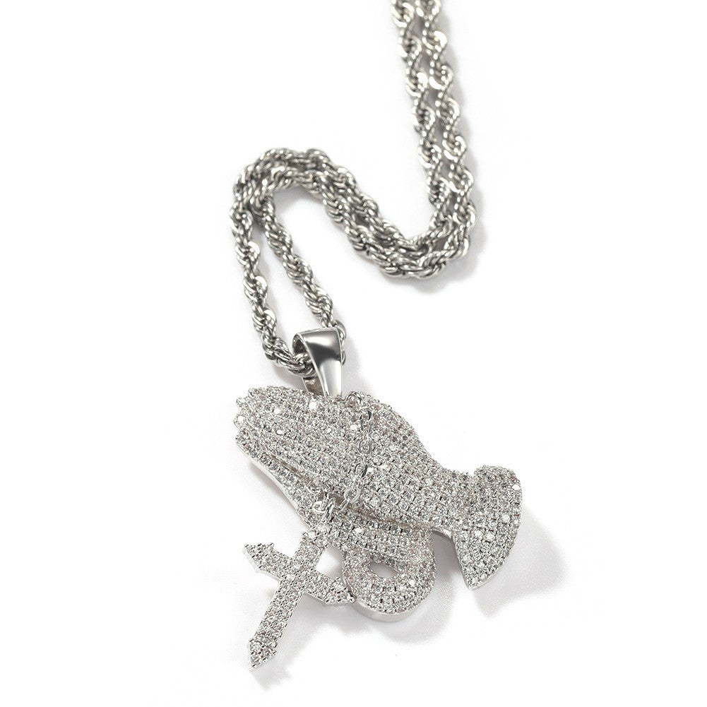 Jewelry INS Tide Brand Full Diamond Cross Pendant Necklace Hip Hop Crosses Spectrum St. Valentine's