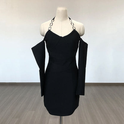 Women Evening Dress Bandage One-Piece Dress Backless Sexy Dress