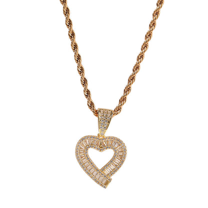 Jewelry T-Square Love Pendant Personality Trend Retro Copper Zircon St. Valentine's Spectrum Angel Pieces
