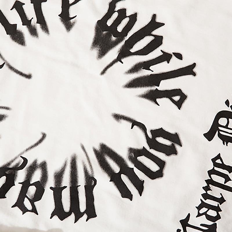 Men Long Sleeve T-Shirt Letter Print Loose Worn out