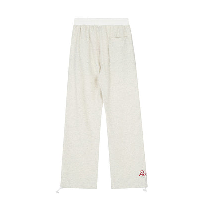 Men Sweatpants Stitching Straight Casual Pants Men's Letter Embroidered Trousers