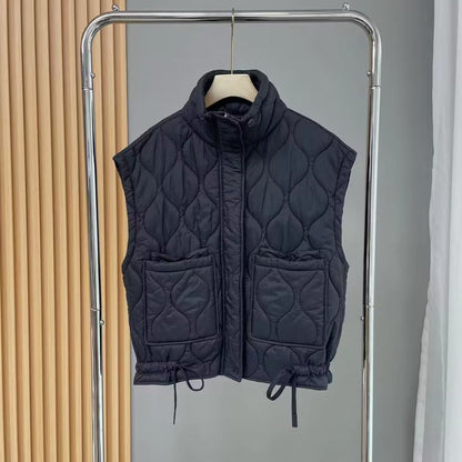 Women Cotton Coat Loose Lapel Diamond Vest