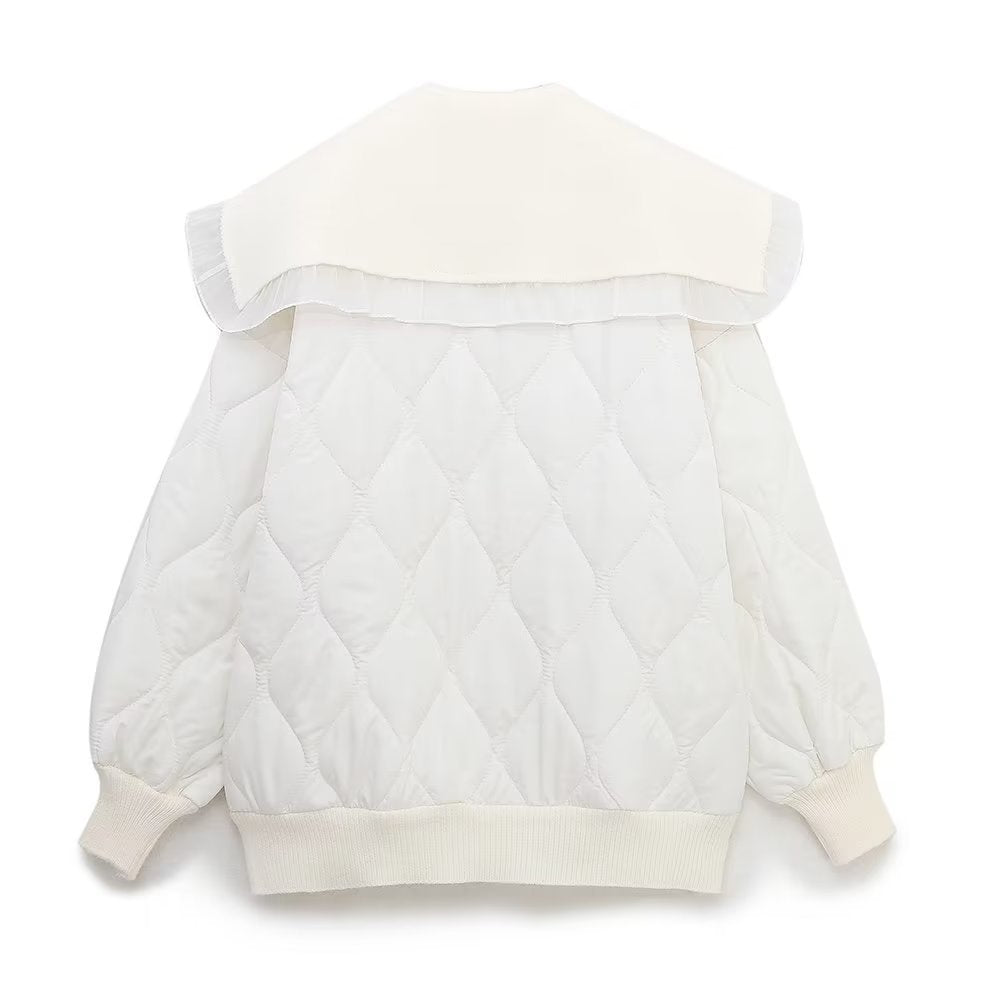 Women Cotton Coat Ruffled Patchwork Knitting Cardigan Sweater