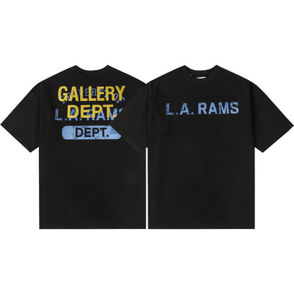 Gallery Dept T-Shirt Hand Painted Ink Splashing Alphabet Washed Retro Short Sleeve T-Shirt