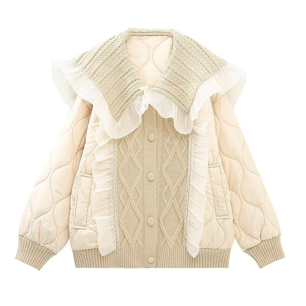 Women Cotton Coat Loose Slim Patchwork Coat Princess