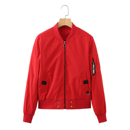 Women Trench Coat Stand Collar Urban Casual Bomber Jacket Spring and Autumn Coat