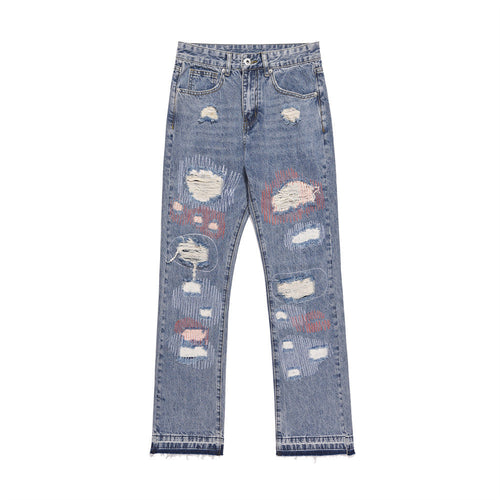 Men Jeans Punk Hole & Patch