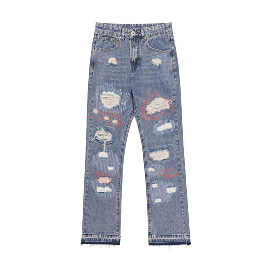 Men Jeans Punk Hole & Patch