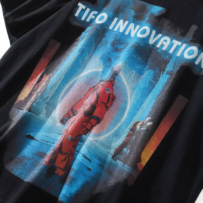 Men Vintage T-Shirt Printed Men's Short-Sleeved T-shirt round Neck Summer Loose