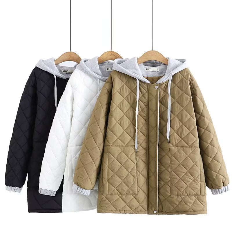 Women Cotton Coat plus Size Loose Hooded Coat