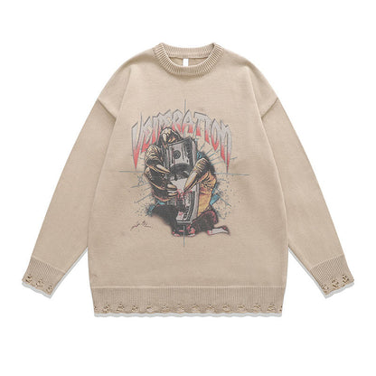 Women Sweater Vintage Cartoon Anime Lazy Style Knitted Sweater
