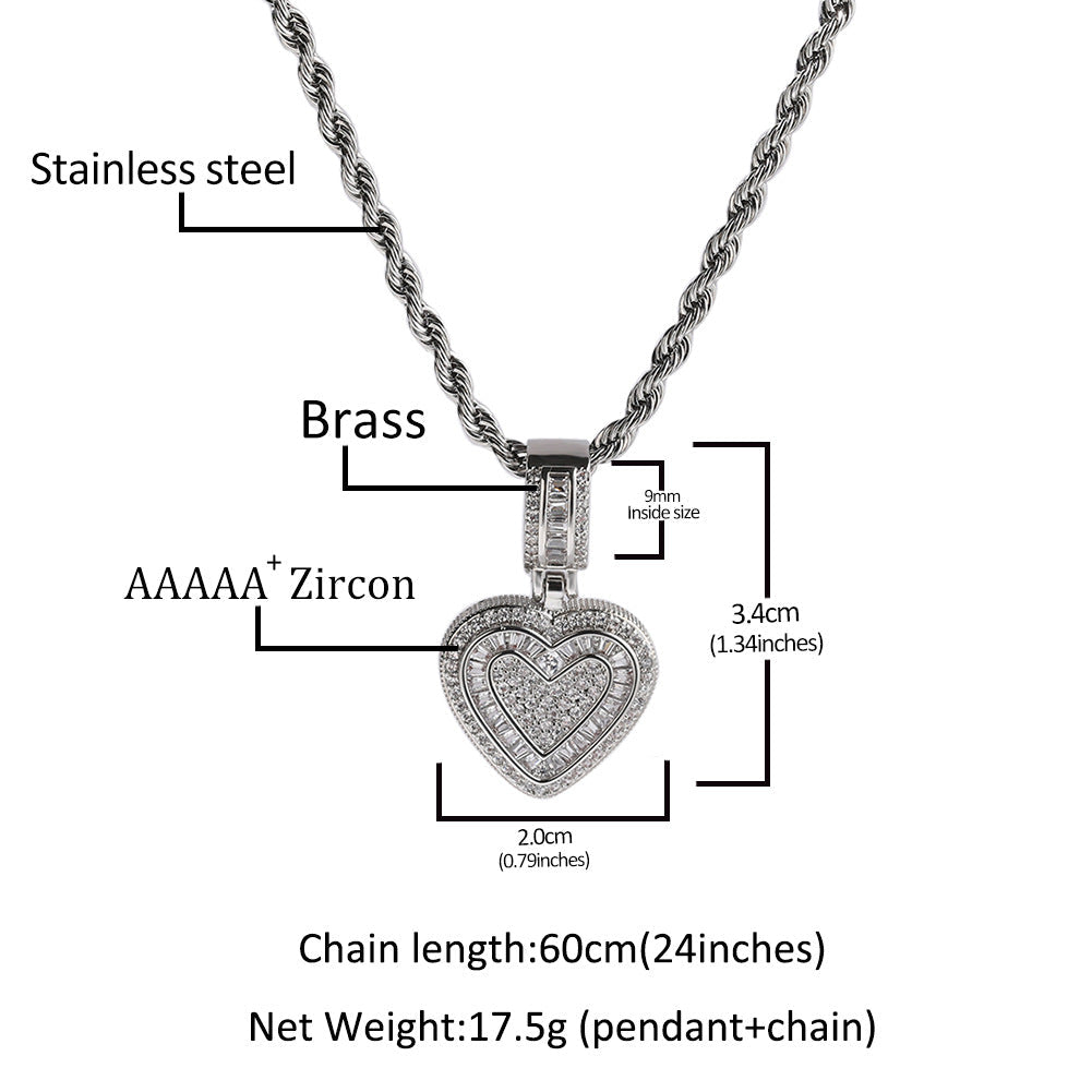 Jewelry Rock Sugar Love Pendant ins Wind Light Luxury Copper Zircon Heart St. Valentine's Spectrum Cannabis