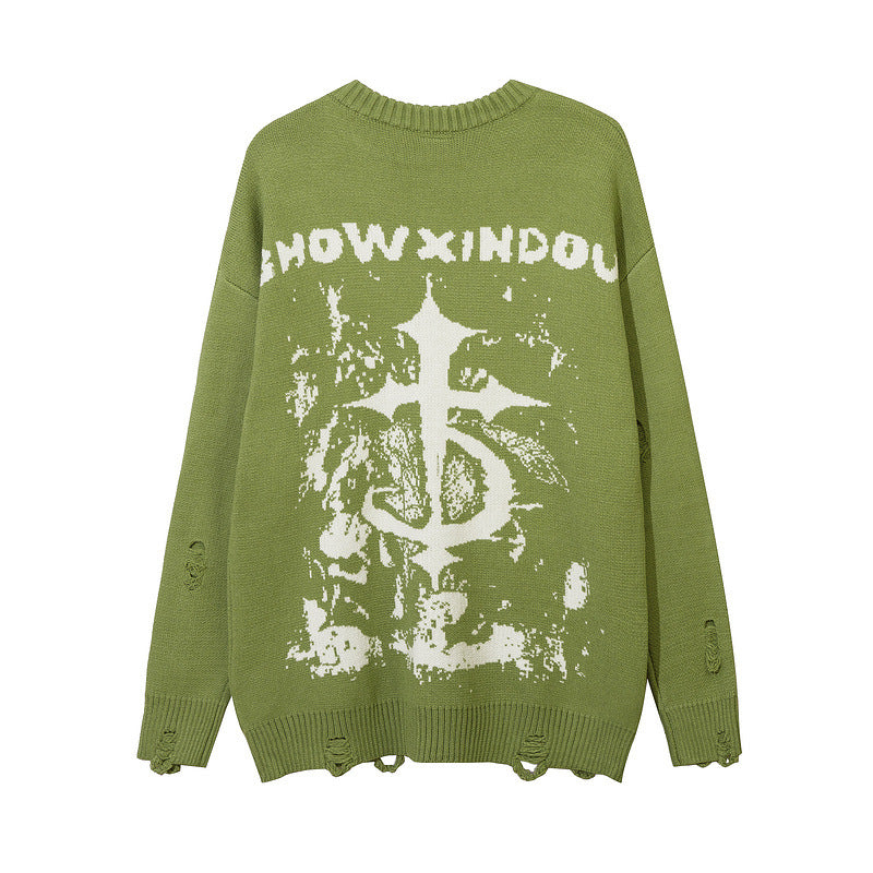 Women Sweater Jacquard Sweater Sweater Ripped