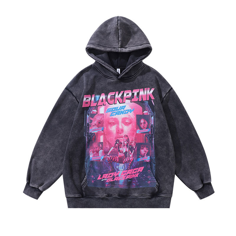 Men Hoodie Hip Hop Cartoon Hooded Sweatshirt