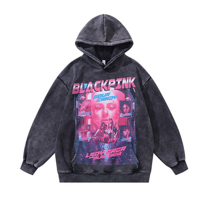 Men Hoodie Hip Hop Cartoon Hooded Sweatshirt