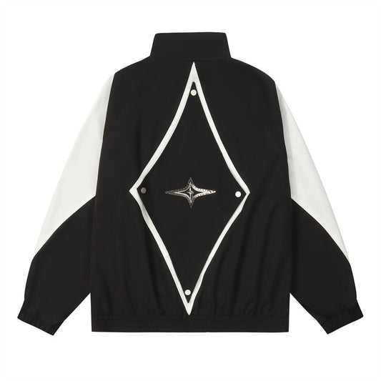 Men Jacket Coat Overalls Men's Color Stitching Stand-Collar Jacket