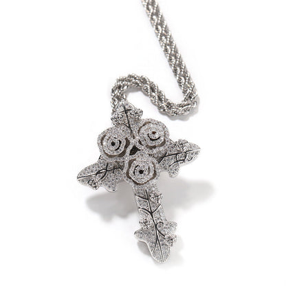 Jewelry ins Wind Rose Cross Zircon Pendant Twist Chain Necklace Crosses Royalty Egypt Pieces