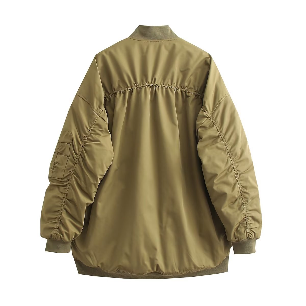 Women Cotton Coat Stand Collar Zipper Jacket Loose