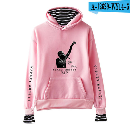Nipsey Hussle Hoodie Rap Singer Trend False Two-Piece Sweaters