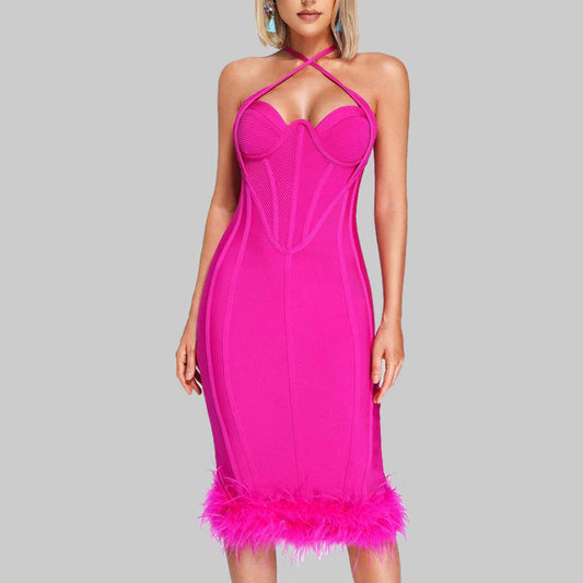 Women's Evening Dress Backless Tight Skirt Bandage Dress