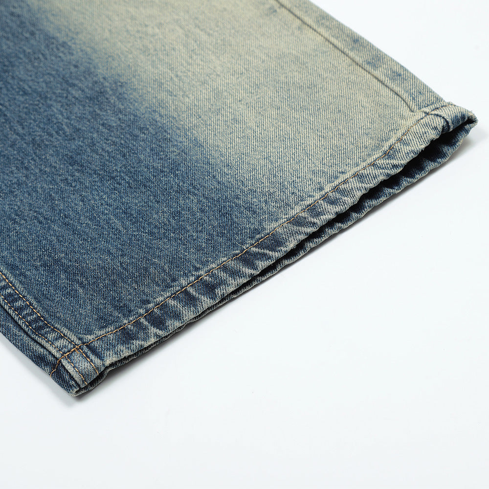 Men Jeans Tie-Dye Gradient Loose Cool