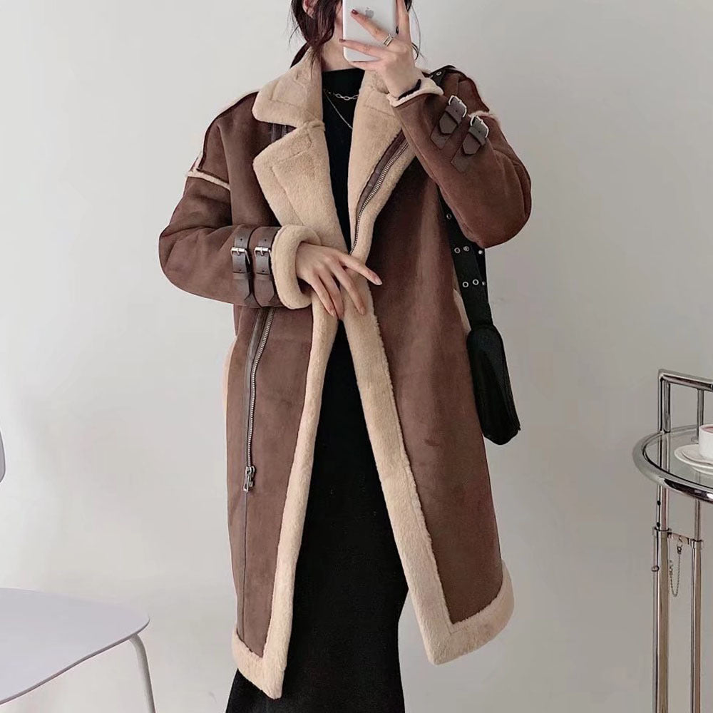 Women Cotton Coat Thickened Faux Lamb Fur Coat