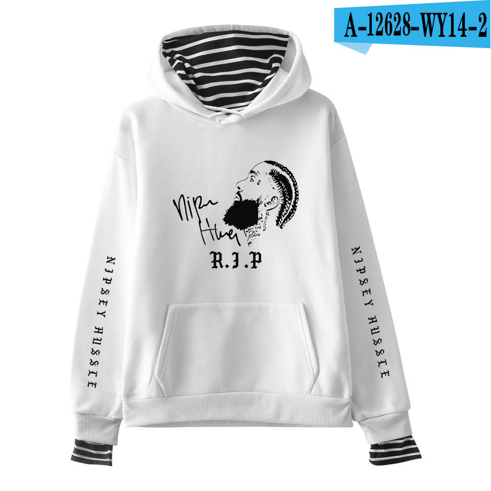 Nipsey Hussle Hoodie Rap Singer Trend False Two-Piece Sweaters