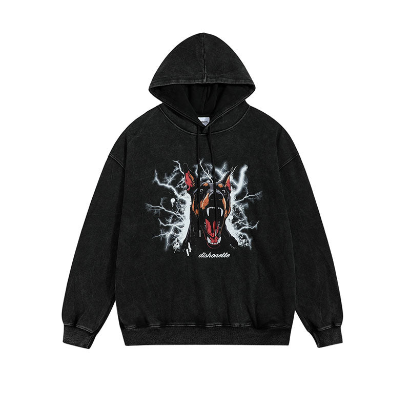 Men Hoodie Doberman Pinscher Printed Couple Hooded Sweater Oversize Hip Hop Hoodie for Men and Women