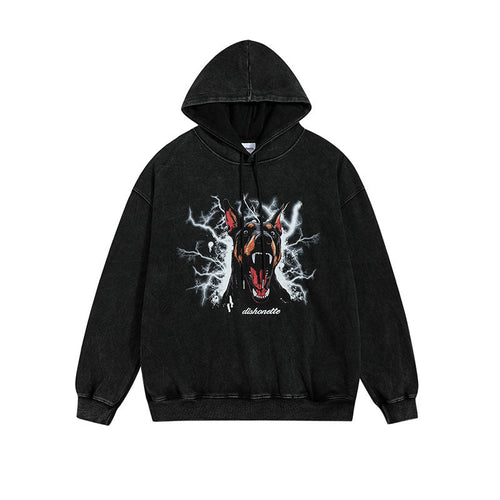 Men Hoodie Doberman Pinscher Printed Couple Hooded Sweater Oversize Hip Hop Hoodie for Men and Women