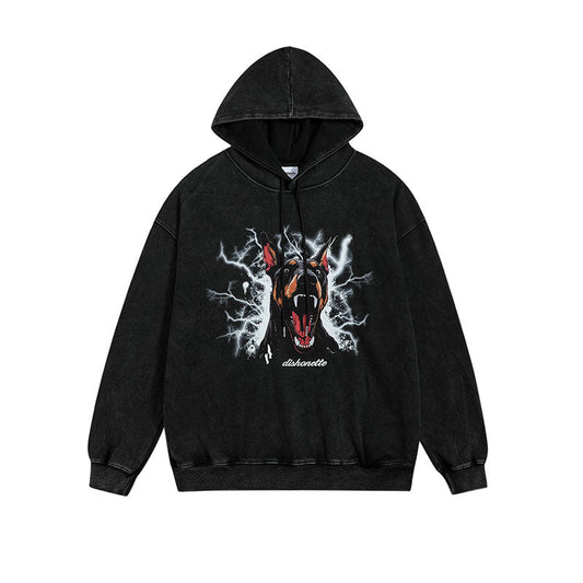 Men Hoodie Doberman Pinscher Printed Couple Hooded Sweater Oversize Hip Hop Hoodie for Men and Women