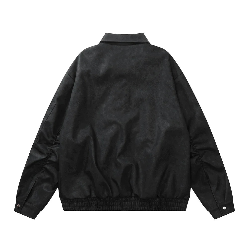 Men Jacket Coat Vintage Motorcycle Clothing Leather Coat Zipper Pilot PU Leather Jacket