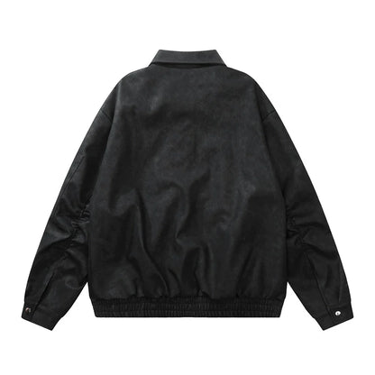 Men Jacket Coat Vintage Motorcycle Clothing Leather Coat Zipper Pilot PU Leather Jacket
