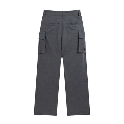 Men Sweatpants Multi-Pocket Cargo Pants Men Loose Straight Trousers