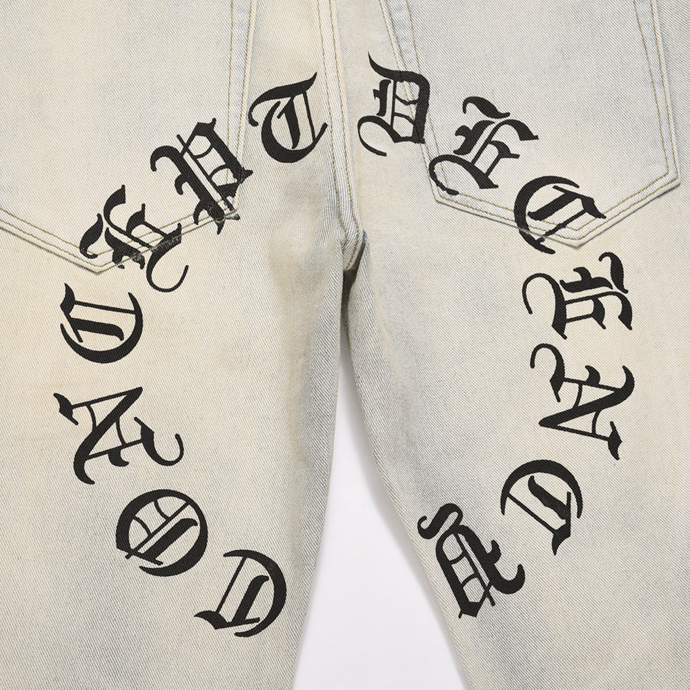 Men Jeans Old Straight Ripped