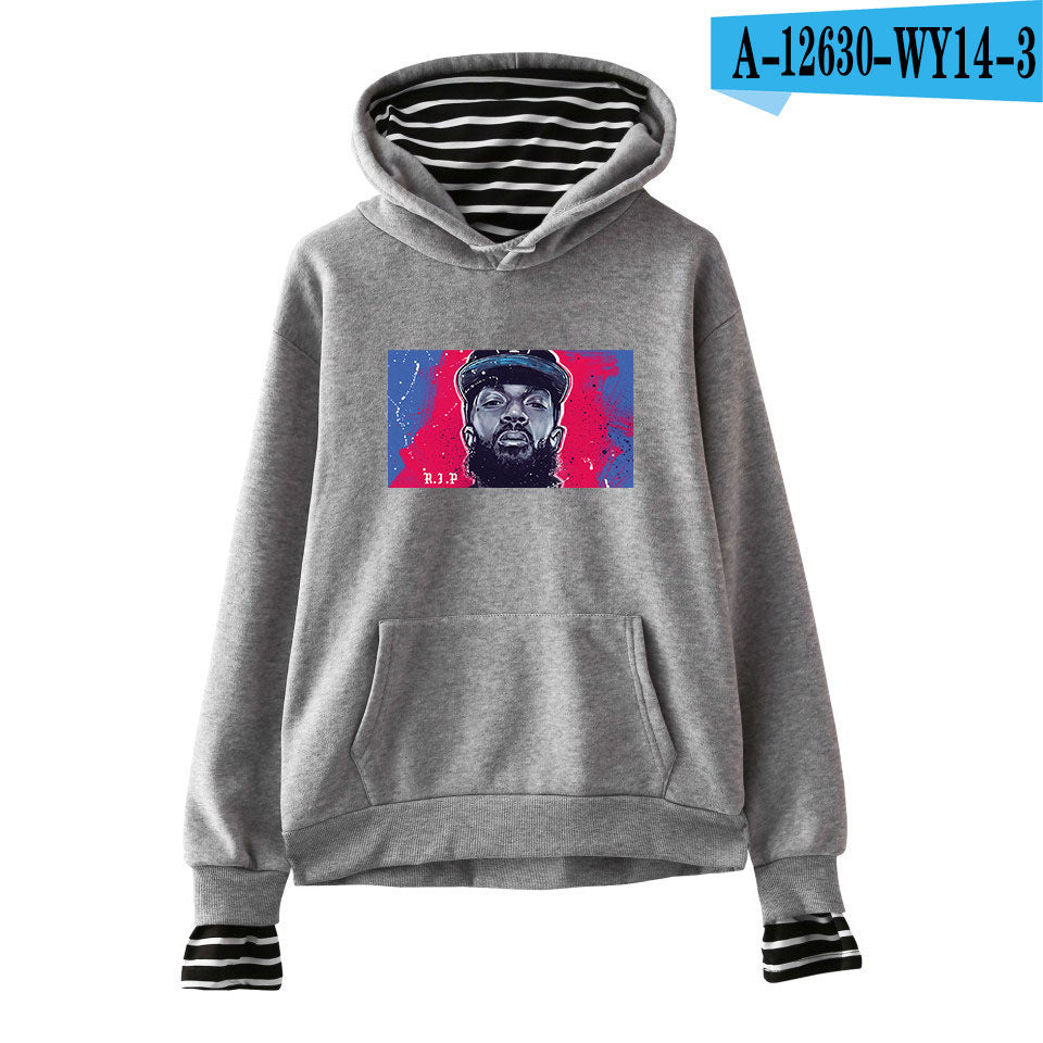 Nipsey Hussle Hoodie Rap Singer Trend False Two-Piece Sweaters