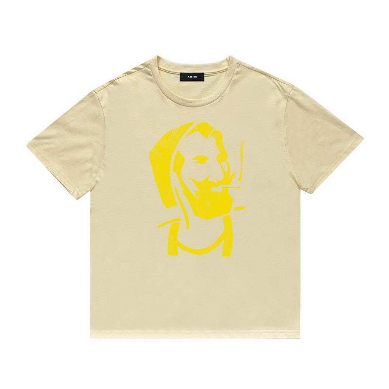 Amiri T Shirt Letter Print Casual Hip Hop High Street round Neck Short Sleeve T-shirt