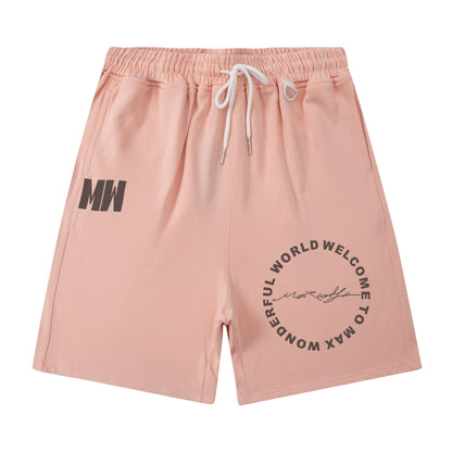 Men Shorts Hiphop Vintage Flame Print Sports Shorts