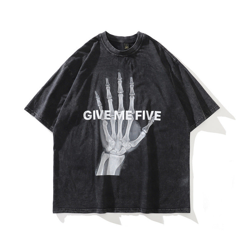 Men T-Shirt Retro T-shirt Summer Short Sleeve Men and Women Loose