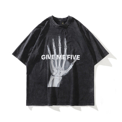 Men T-Shirt Retro T-shirt Summer Short Sleeve Men and Women Loose