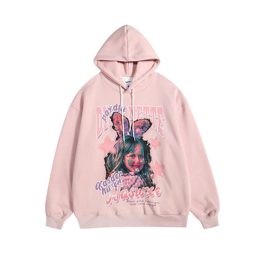 Men Hoodie Retro Couple Hooded Sweater Men and Women Loose-Fitting Hoodie