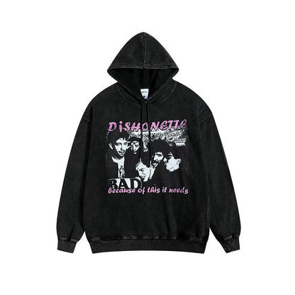 Men Hoodie Hip Hop Retro Oversize Couple Hooded Sweater