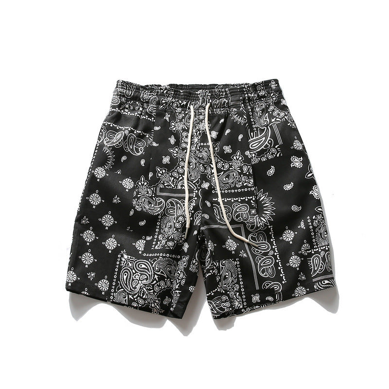 Men Shorts Retro American Style Hip Hop Shorts Loose Straight Sports Casual Shorts