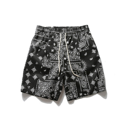 Men Shorts Retro American Style Hip Hop Shorts Loose Straight Sports Casual Shorts