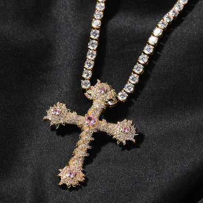 Jewelry Cross Pendant Necklace Copper Gold Plated Diamond Necklace Crosses Spectrum St. Valentine's Royalty