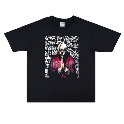 Rock Star T Shirt Rapper Rick Ross William Roberts Washed Distressed T-shirt Short Sleeve