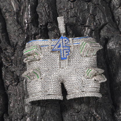 Jewelry 4PF Pants Pendant Necklace Zircon Royalty Far East