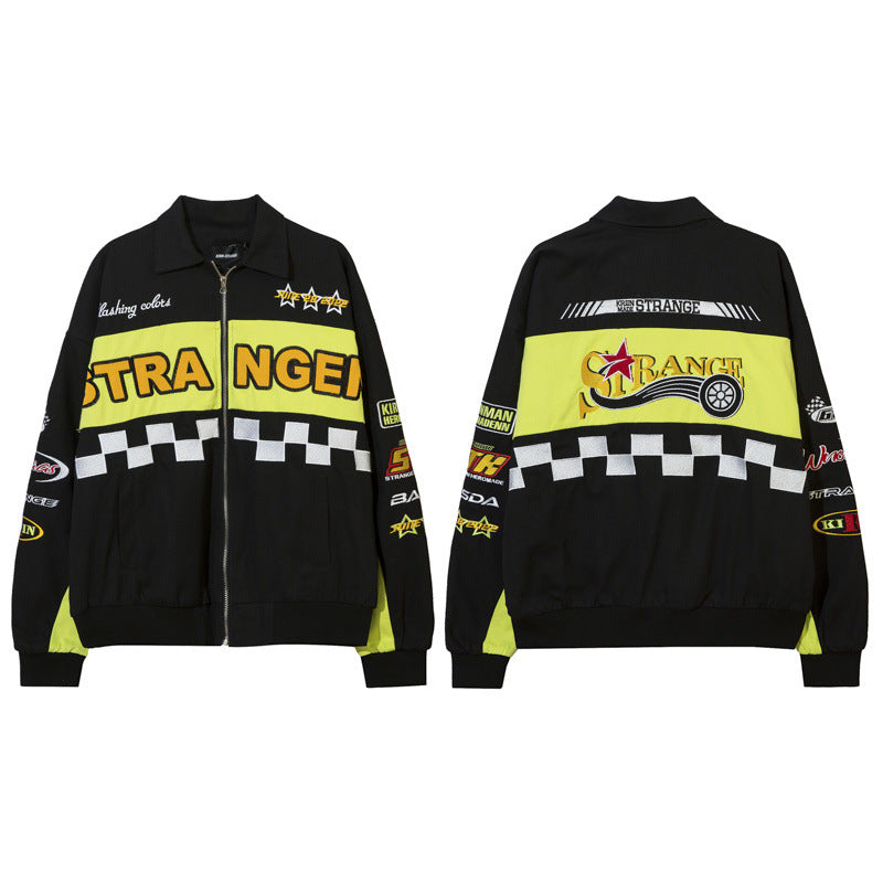 Women Jackets Retro Biker's Racing Suit Baseball Uniform