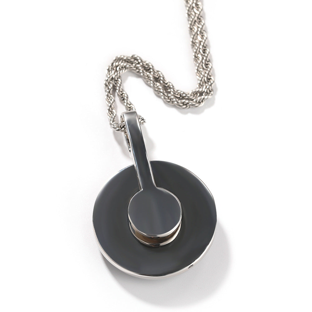 Jewelry Rotatable AFGK Earth Pendant Ma Siwei Full Diamond Tide Necklace Dog Tags rapper Spectrum