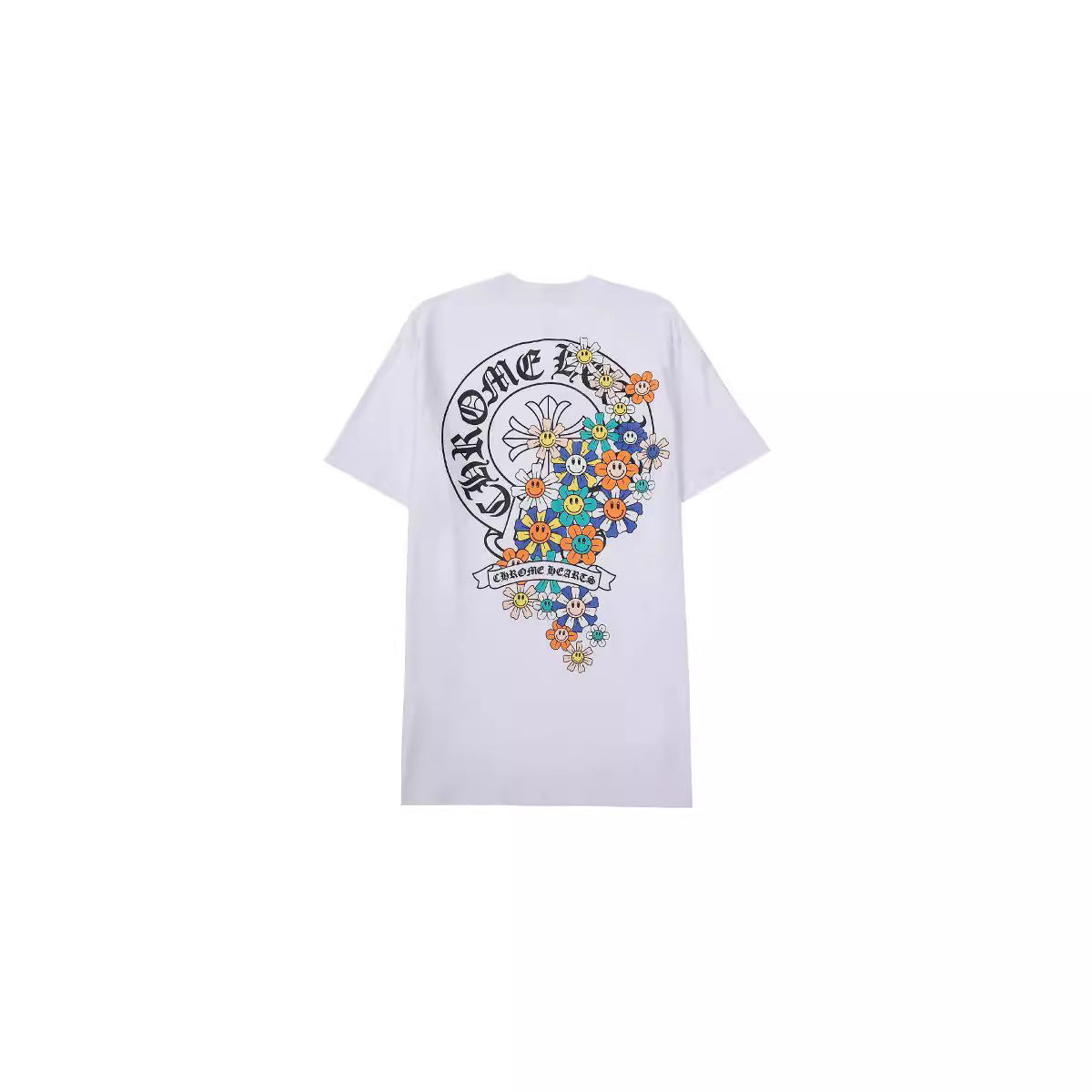 CHH Chrome Heart T Shirts Croix Cross Color Leather Printed Short Sleeve T-Shirt