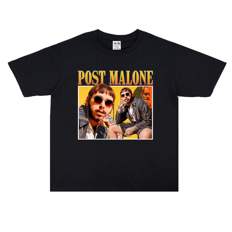 Rock Star T Shirt Post Malone Fashion Brand Personalized Printed Cotton T-shirt Short Sleeve round Neck Loose
